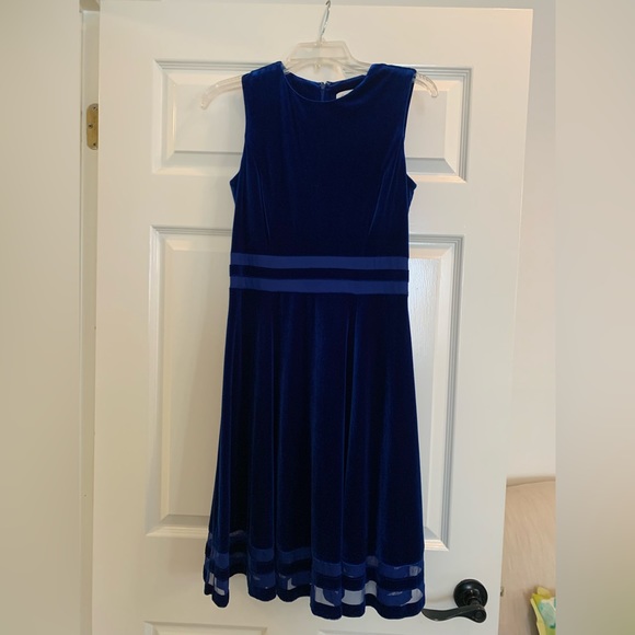Calvin Klein royal blue velvet party dress - Picture 1 of 1